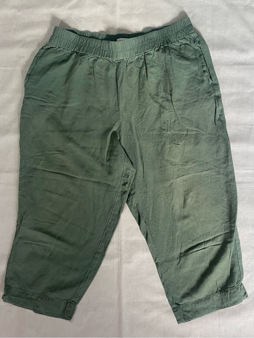 Madewell Olive Green Elastic Waist Kids Cropped Pants